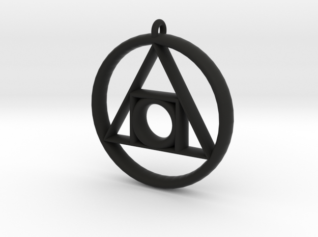 Philosopher's stone Symbol Pendant in Black Premium Versatile Plastic