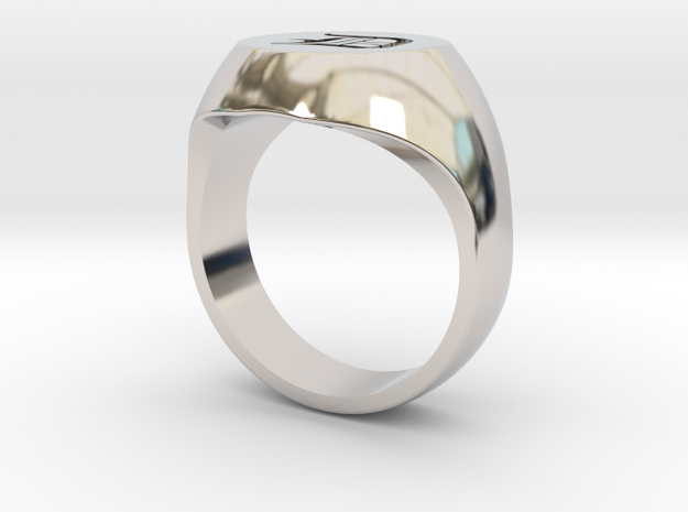 Initial Ring "D" in Rhodium Plated Brass