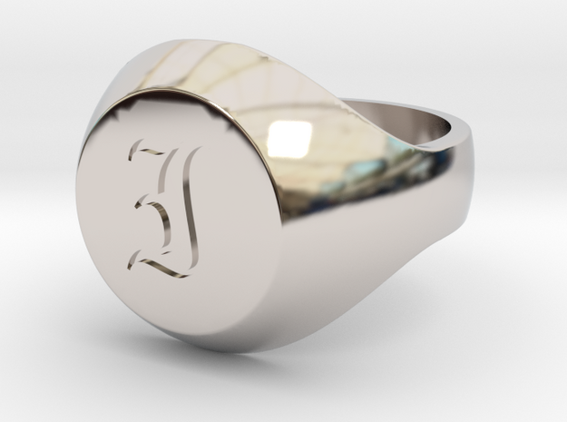 Initial Ring "I" in Rhodium Plated Brass