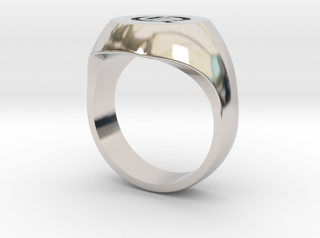 Initial Ring "Q" in Rhodium Plated Brass