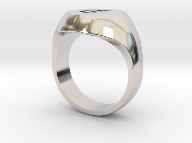 Initial Ring "T" in Rhodium Plated Brass