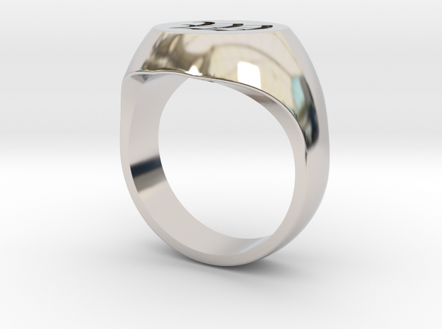 Initial Ring "W" in Rhodium Plated Brass