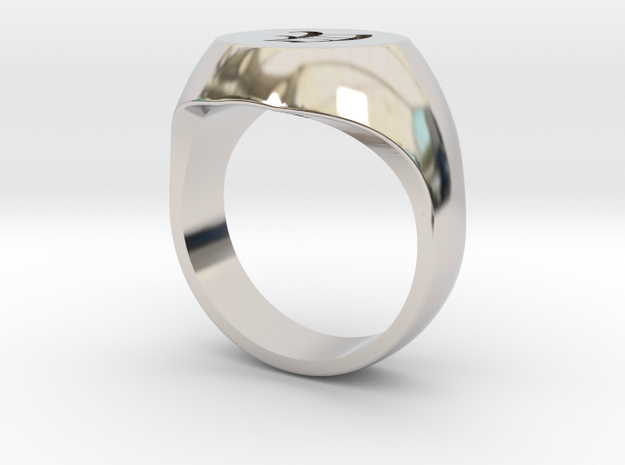 Initial Ring "V" in Rhodium Plated Brass