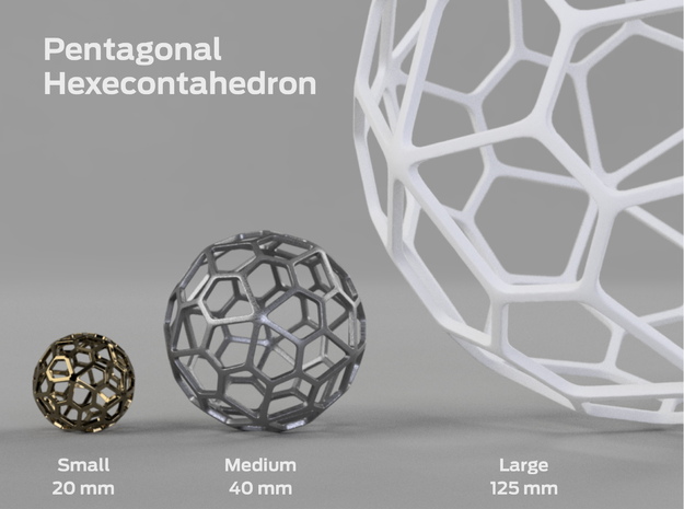 Pentagonal Hexecontahedron in White Processed Versatile Plastic: Large