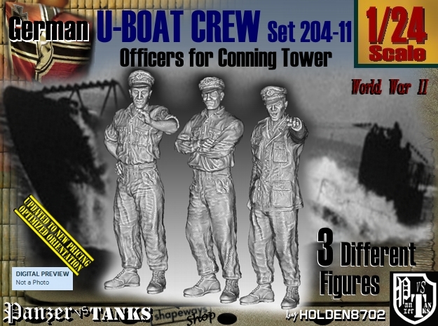 1/24 German U-Boot Crew Set204-11 in White Natural Versatile Plastic