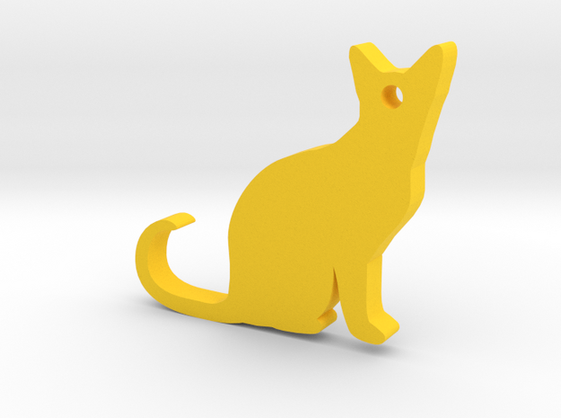 Cat Silhouette Keychain in Yellow Processed Versatile Plastic