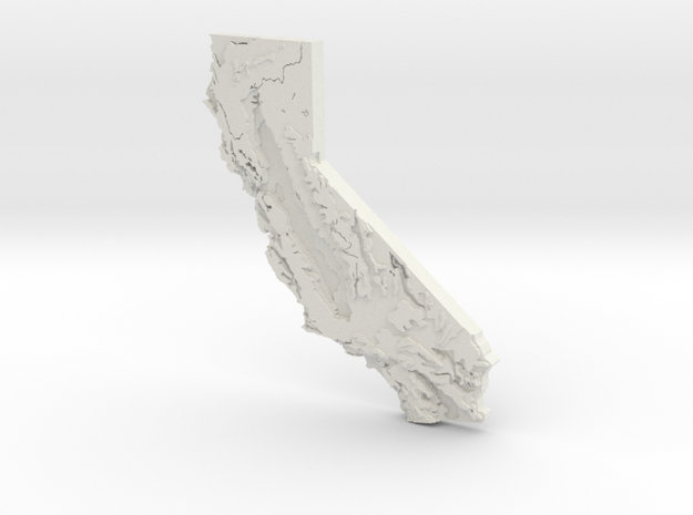 CA Topographic Map in White Natural Versatile Plastic