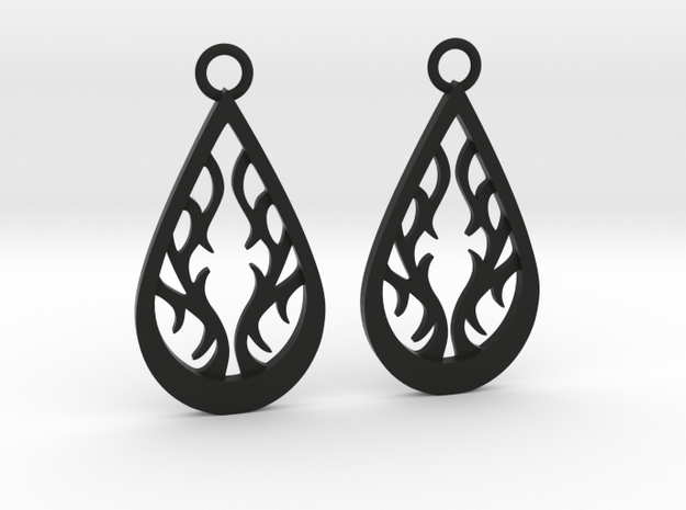 Fire earrings in Black Natural Versatile Plastic: Medium