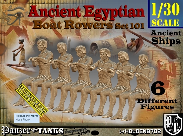 1/30 Ancient Egyptian Boat Rowers Set101 in White Natural Versatile Plastic