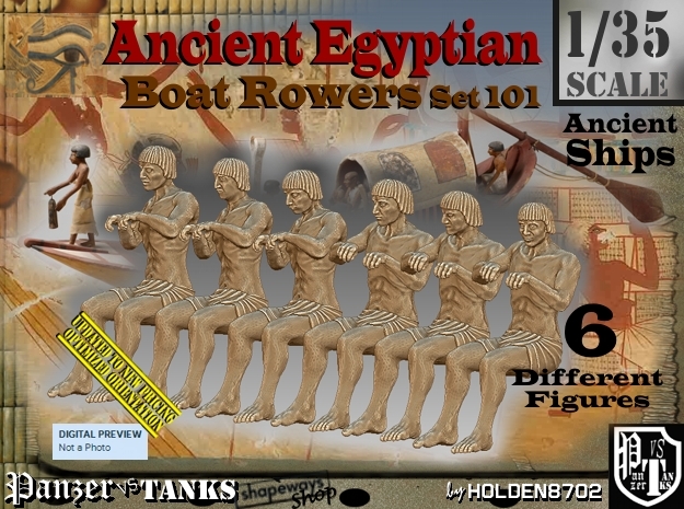 1/35 Ancient Egyptian Boat Rowers Set101 in Tan Fine Detail Plastic