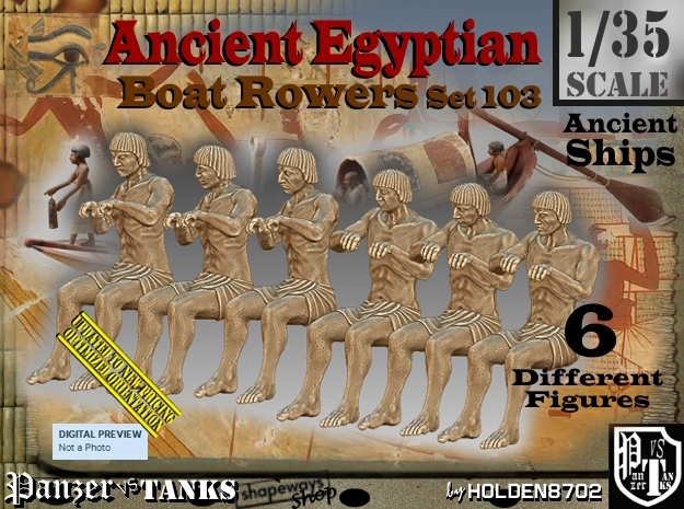 1/35 Ancient Egyptian Boat Rowers Set103 in Tan Fine Detail Plastic