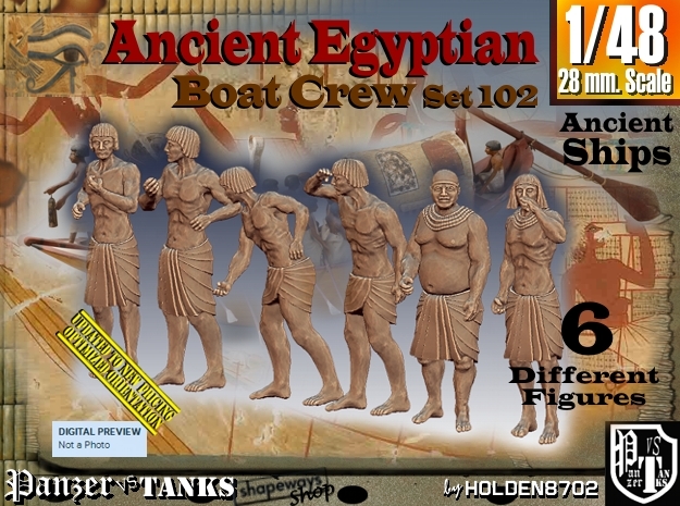 1/48 Ancient Egyptian Boat Crew Set102 in Smooth Fine Detail Plastic