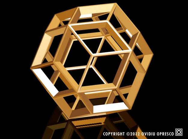 Polyhedral Sculpture #22A in Polished Gold Steel