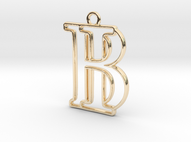 Monogram with initials B&I in 14k Gold Plated Brass