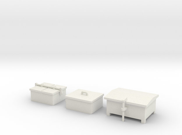 HO Railroad Signal Boxes - Small in White Natural Versatile Plastic