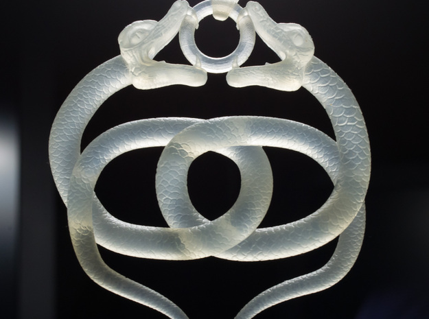 Double Snake Amulet in Tan Fine Detail Plastic