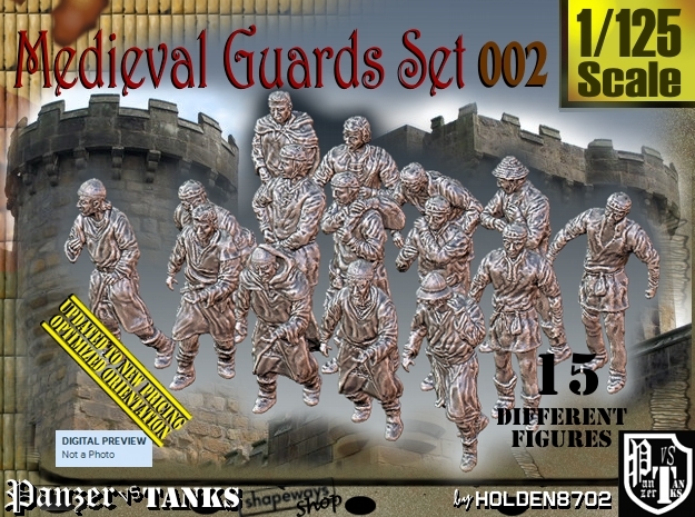 1/125 Medieval Guards Set002 in Tan Fine Detail Plastic
