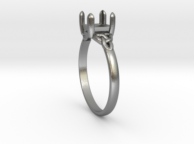 celtic trinity ring-princess cut-5x5-size 6.5 in Natural Silver