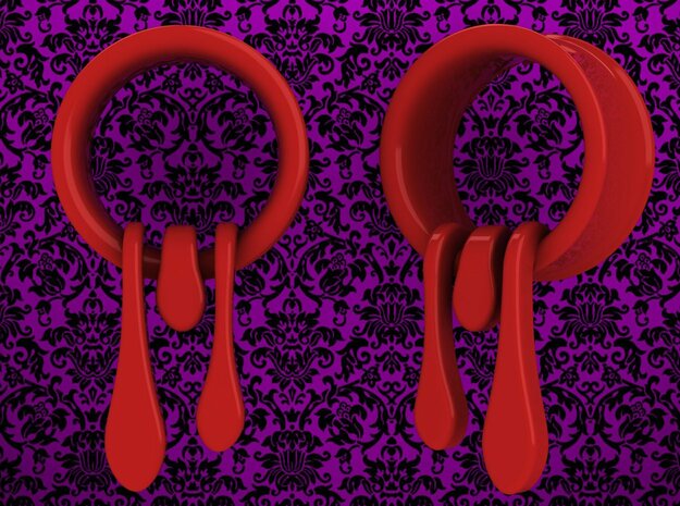 15/16 Inch Bleeding Tunnels 2 in Red Processed Versatile Plastic