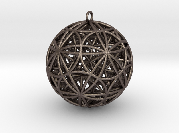 Stellated Rhombicosidodecahedron 2" Pendant in Polished Bronzed-Silver Steel