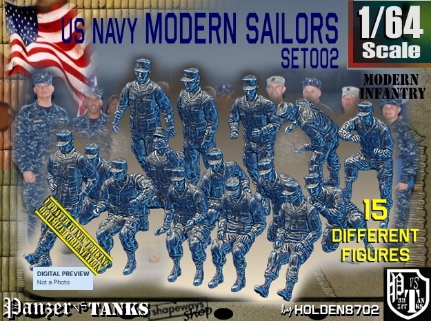 1/64 USN Modern Sailors Set002 in Tan Fine Detail Plastic
