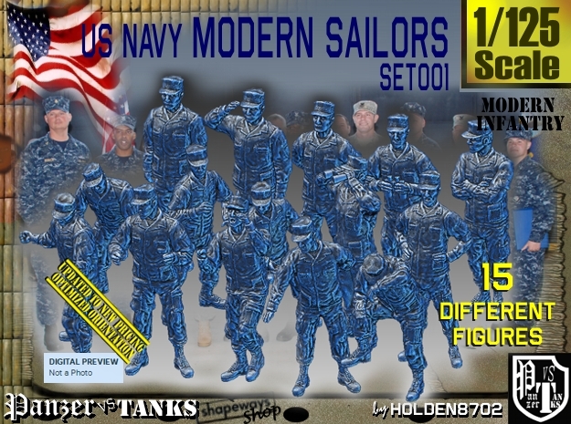 1/125 USN Modern Sailors Set001 in Tan Fine Detail Plastic