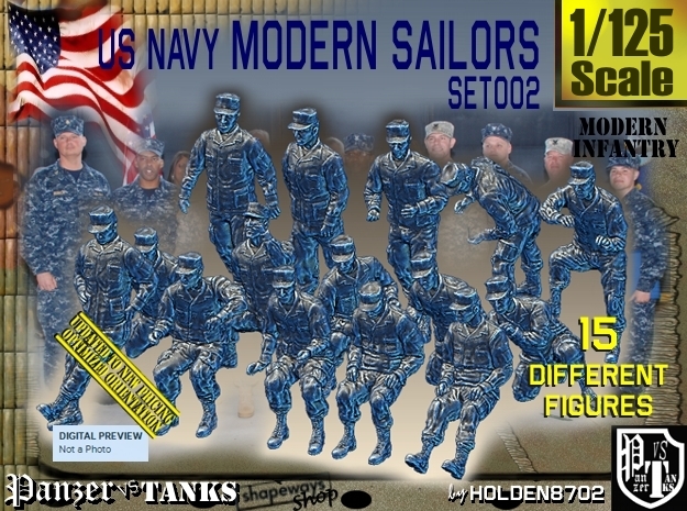1/125 USN Modern Sailors Set002 in Tan Fine Detail Plastic