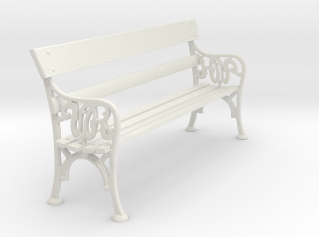 VR Station Bench Seat 1:19 Scale in White Natural Versatile Plastic