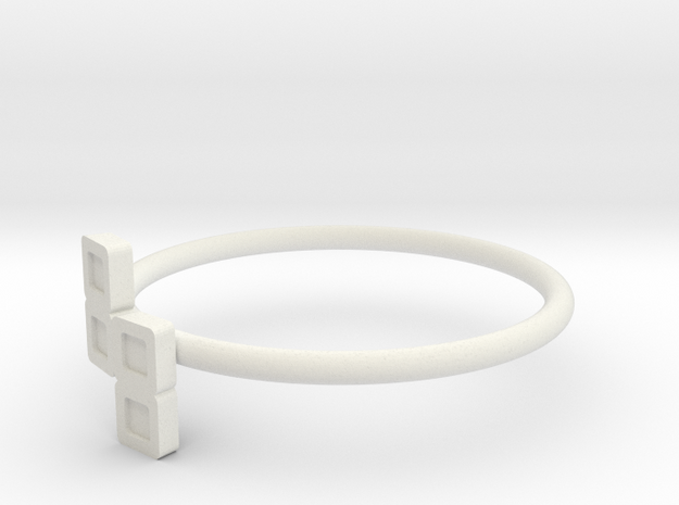 Block Puzzle Ring (Type-N2) in White Natural Versatile Plastic