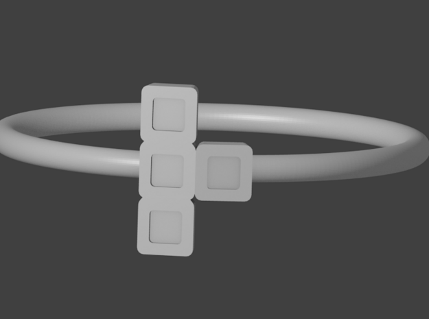 Block Puzzle Ring (Type-T2) in White Natural Versatile Plastic