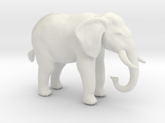 S Scale African Elephant in White Natural Versatile Plastic