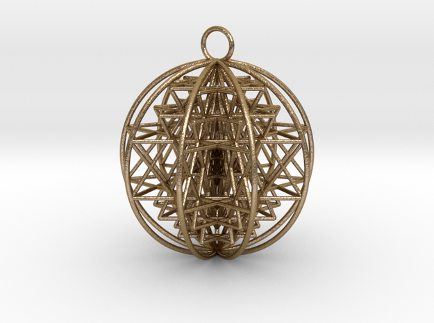 3D Sri Yantra 9 Sided Optimal 2.2" in Polished Gold Steel