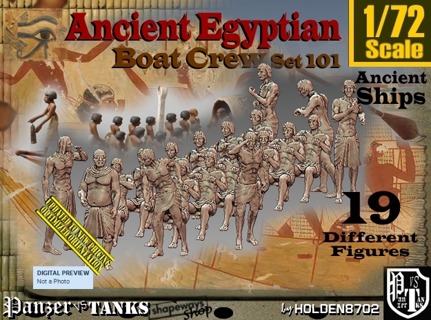 1/72 Ancient Egyptian Boat Crew Set101 in Tan Fine Detail Plastic