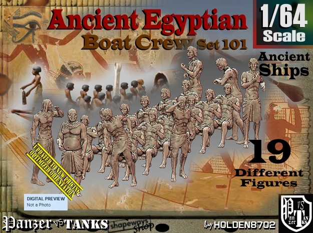 1/64 Ancient Egyptian Boat Crew Set101 in Tan Fine Detail Plastic