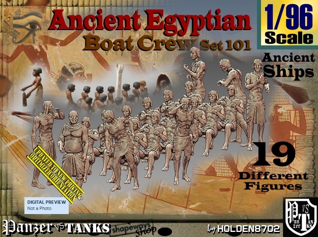 1/96 Ancient Egyptian Boat Crew Set101 in Tan Fine Detail Plastic