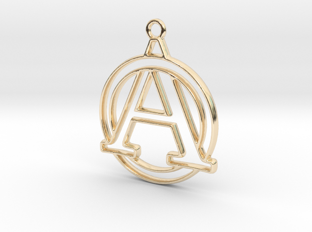 Initial A & circle intertwined in 14k Gold Plated Brass