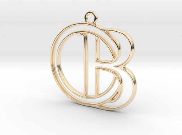 Initial B & circle intertwined in 14k Gold Plated Brass