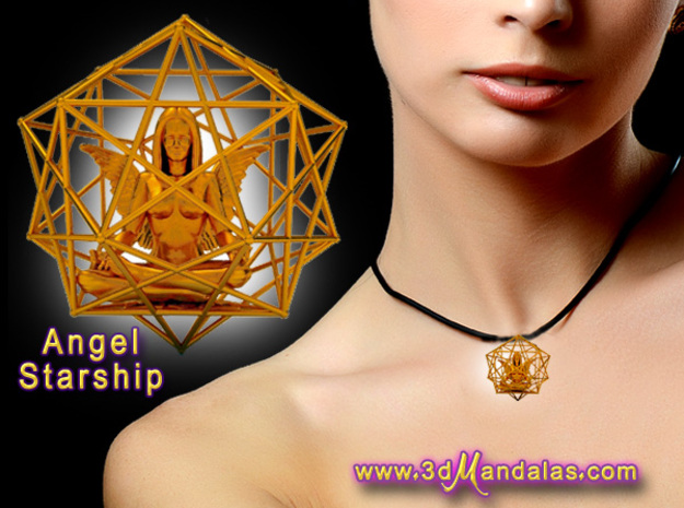 Solar Angel Starship: Sacred Geometry Dodecahedral in 18K Gold Plated