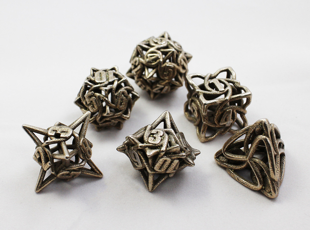 Dice Set in Polished Bronzed Silver Steel