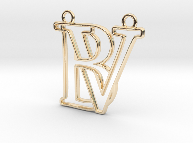 Initials B&V monogram in 14k Gold Plated Brass
