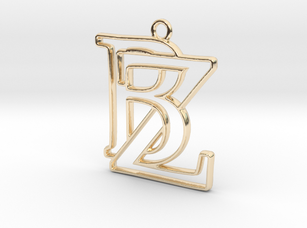 Initials B&Z monogram in 14k Gold Plated Brass