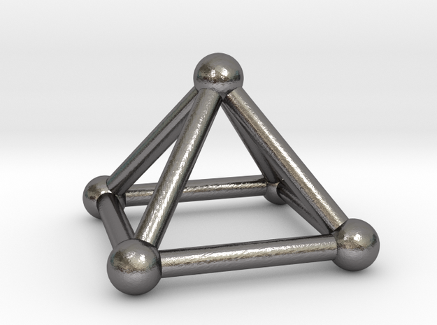 0720 J01 Square Pyramid V&E (a=1cm) #2 in Polished Nickel Steel