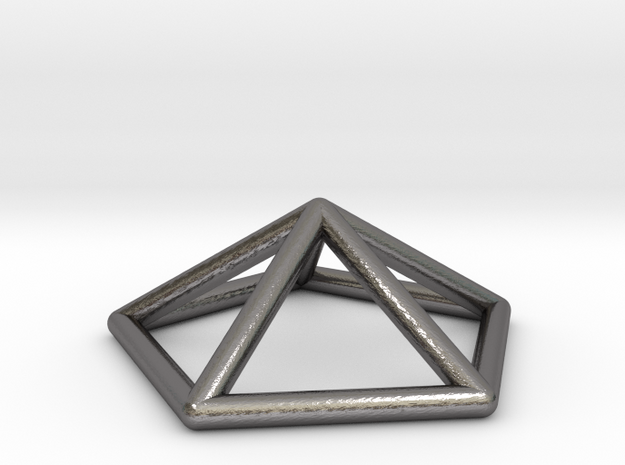 0722 J02 Pentagonal Pyramid E (a=1cm) #1 in Polished Nickel Steel