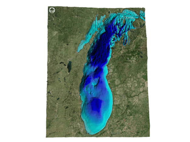 Lake Michigan Map in Glossy Full Color Sandstone