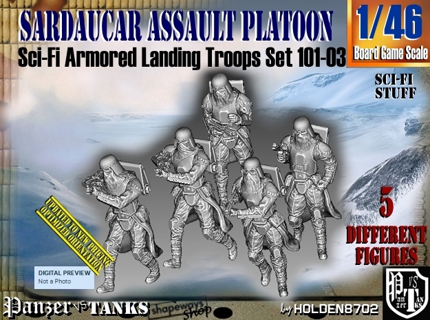 1/46 Sci-Fi Sardaucar Platoon Set 101-03 in Tan Fine Detail Plastic