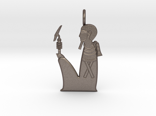 Ptah amulet in Polished Bronzed-Silver Steel