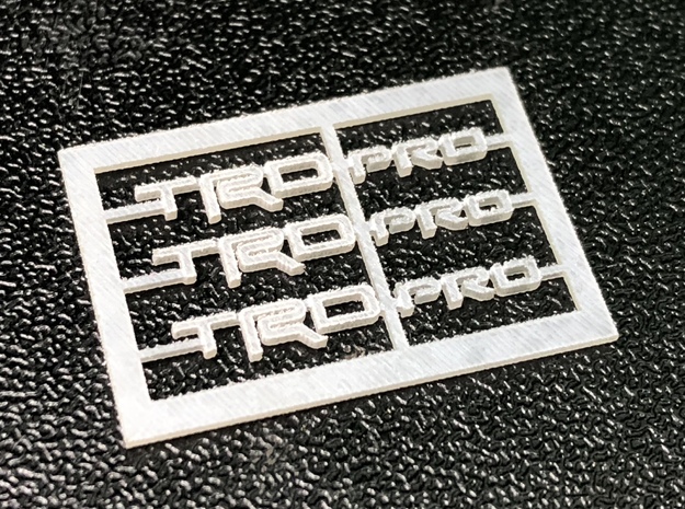 TRD Pro Emblems in Clear Ultra Fine Detail Plastic