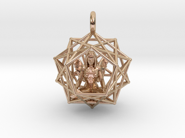 Angel Starship: Sacred Geometry Dodecahedral 27mm in 14k Rose Gold Plated Brass