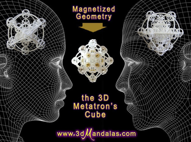 3D Metatron's Cube (add your own magnets) in White Natural Versatile Plastic