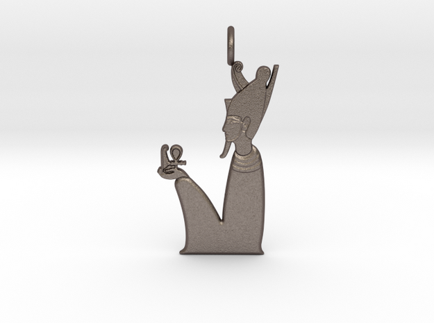 Atum amulet in Polished Bronzed-Silver Steel